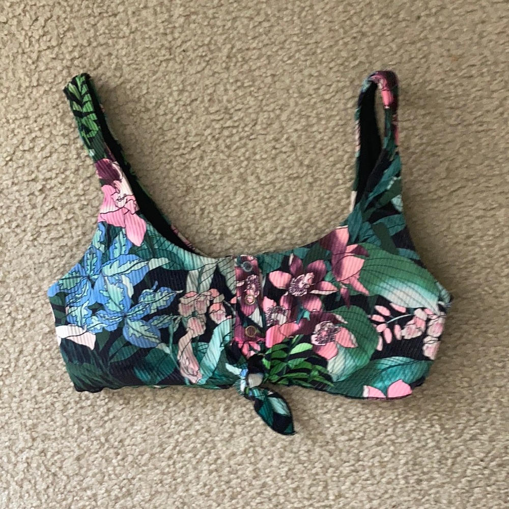 Floral tie bikini top